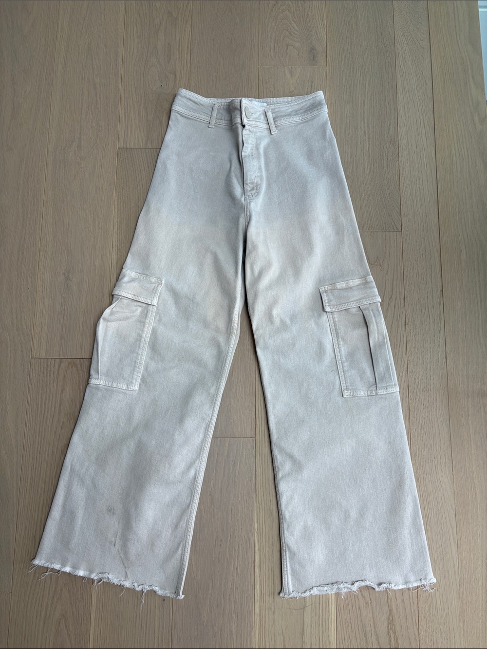 Zara Cream Jeans Cargo Wide Leg